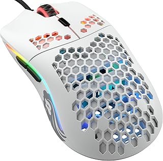 Glorious Gaming Mouse - Model O Minus 58 g Superlight Honeycomb Mouse, RGB Mouse - Matte White Mouse, USB Gaming Mouse