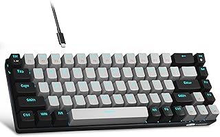 Portable 60% Mechanical Gaming Keyboard, MageGee MK-Box LED Backlit Compact 68 Keys Mini Wired Office Keyboard with Blue S...