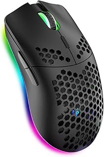 Wireless Gaming Mouse,Computer Mouse with Honeycomb Shell,11 RGB Backlit,3,400 DPI,6 Programmed Buttons,USB Receiver,Power...