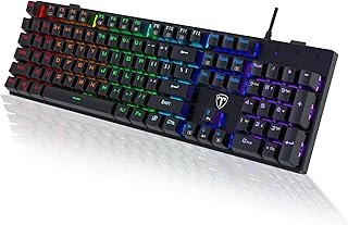 RisoPhy Mechanical Gaming Keyboard, RGB 104 Keys Ultra-Slim LED Backlit USB Wired Keyboard with Blue Switch, Durable Abs K…