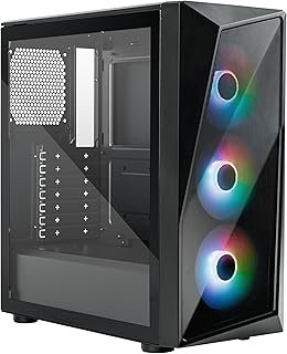 Cooler Master CMP 520 PC Case - Mid-Tower ATX Chassis with Mesh Geode Front Intake, 3 x 120mm ARGB Fans, Tempered Glass Si...