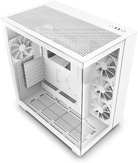 NZXT H9 Flow Dual-Chamber ATX Mid-Tower PC Gaming Case CM-H91FW-01 – High-Airflow Perforated Top Panel Tempered Glass Fron…