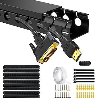 Adyawen 139.5''Cable Raceway Kit, Cable Management System Kit, Open Slot Wiring Raceway Duct with Cover,Indoor cable conce...