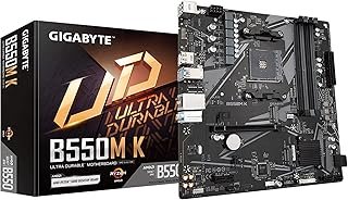 GIGABYTE B550M K Motherboard, Supports AMD AM4 Ryzen 5000 Processors, Micro-ATX, DDR4, Dual M.2, SATA 6Gb/s, Realtek GbE L...