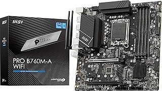 MSI PRO B760M-A WiFi ProSeries Motherboard (Supports 12th/13th/14th Gen Intel Processors, LGA 1700, DDR5, PCIe 4.0, M.2, ...