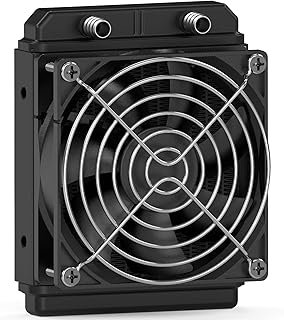 Clyxgs Water Cooling Radiator, 12 Pipe Aluminum Heat Exchanger Radiator with Fan for PC CPU Computer Water Cool System DC1...