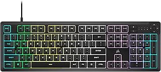 CORSAIR K55 CORE RGB Membrane Wired Gaming Keyboard – Quiet, Responsive Switches – Spill Resistance – Ten-Zone RGB – Media...