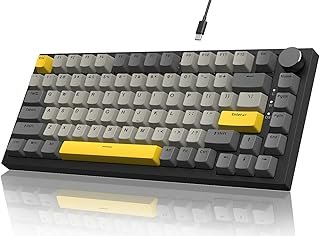 A.JAZZ x Attack Shark AK820 TKL 75% Wired Mechanical Gaming Keyboard with Knob,Hot Swappable,Upgraded Gasket,Custom,RGB Ba...