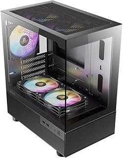 Antec CX200M RGB Elite, mATX, 270 degrees view, USB 3.0 x 2, Audio I/O Bottom. Mesh front and bottom. Clear Glass View, 5x…