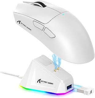 ATTACK SHARK X11 Lightweight Wireless Gaming Mouse with RGB Charging Dock,Tri-Mode-2.4G/USB-C Wired/BT,Up to 22K DPI,PAW33...