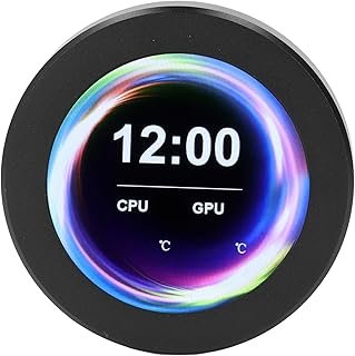 CPU Cooler LCD Display, AIO Computer Temp Monitor for Water Cooling Systems, 360 Degree Rotation, 2.1in IPS LCD Screen, PC...